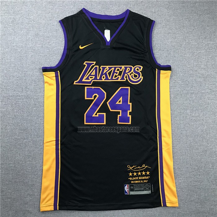 Camiseta Los Angeles Lakers Kobe Bryant NO 24 Retirement 2017-2018 Negro